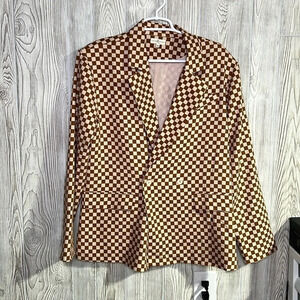 Gilded Intent Checkered Suit Jacket Size XL